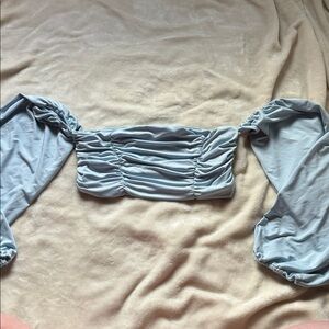 Off the Shoulder Cropped Ruched Puff sleeve top